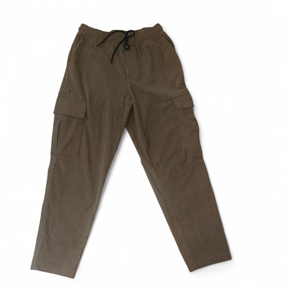 Alcott Men's Tan Brown Wide Corduroy Cargo Joggers SZ M